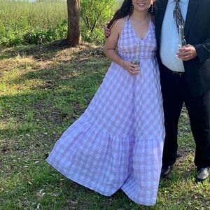 Buddy Love Lavender Checkered Maxi Dress